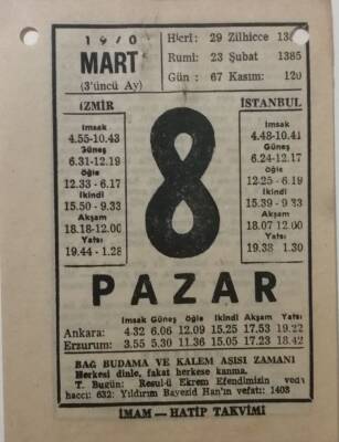8 Mart 1970 Takvim Yaprağı - Doğum Günü Hediyesi EFM(N)7952 - 2