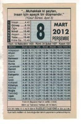 8 Mart 2012 Takvim Yaprağı EFM(N)1878 - 3