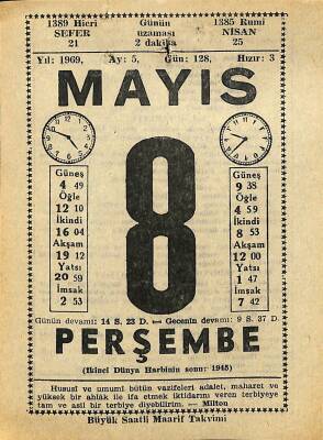 8 Mayıs 1969 Takvim Yaprağı - Doğum Günü Hediyesi EFM(N)11111 - 1
