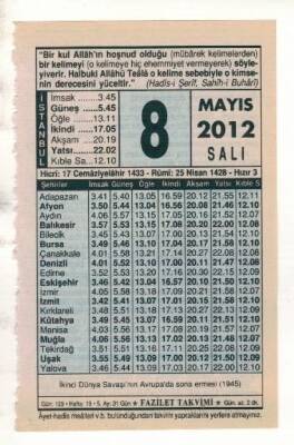 8 Mayıs 2012 Takvim Yaprağı EFM(N)1939 - 1