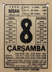 8 Nisan 1970 Takvim Yaprağı - Doğum Günü Hediyesi EFM(N)8263 - 1