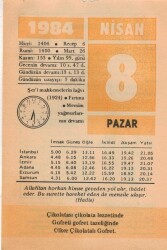 8 Nisan 1984 Takvim Yaprağı EFM(N)6191 - Gökçekoleksiyon