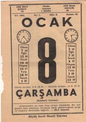 8 Ocak 1964 Takvim Yaprağı EFM(N)4533 - 1