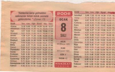 8 Ocak 2008 Takvim Yaprağı EFM(N)4995 - 1