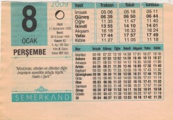 8 Ocak 2009 Takvim Yaprağı EFM(N)4964 - Gökçekoleksiyon