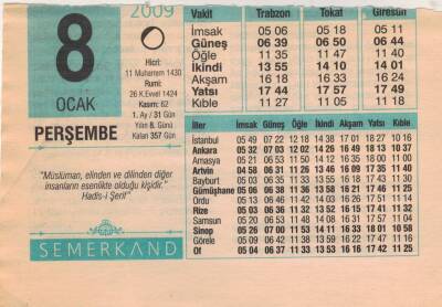 8 Ocak 2009 Takvim Yaprağı EFM(N)4964 - 1