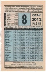 8 Ocak 2012 Takvim Yaprağı EFM(N)1491 - 2