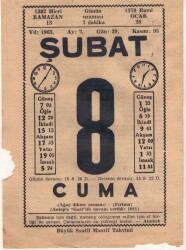 8 Şubat 1963 Takvim Yaprağı EFM(N)5697 - 2