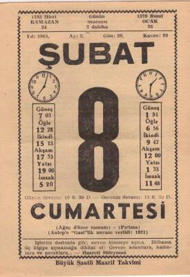 8 Şubat 1964 Takvim Yaprağı EFM(N)5718 - 3