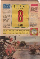 8 Şubat 1972 Takvim Yaprağı EFM(N)5469 - Gökçekoleksiyon