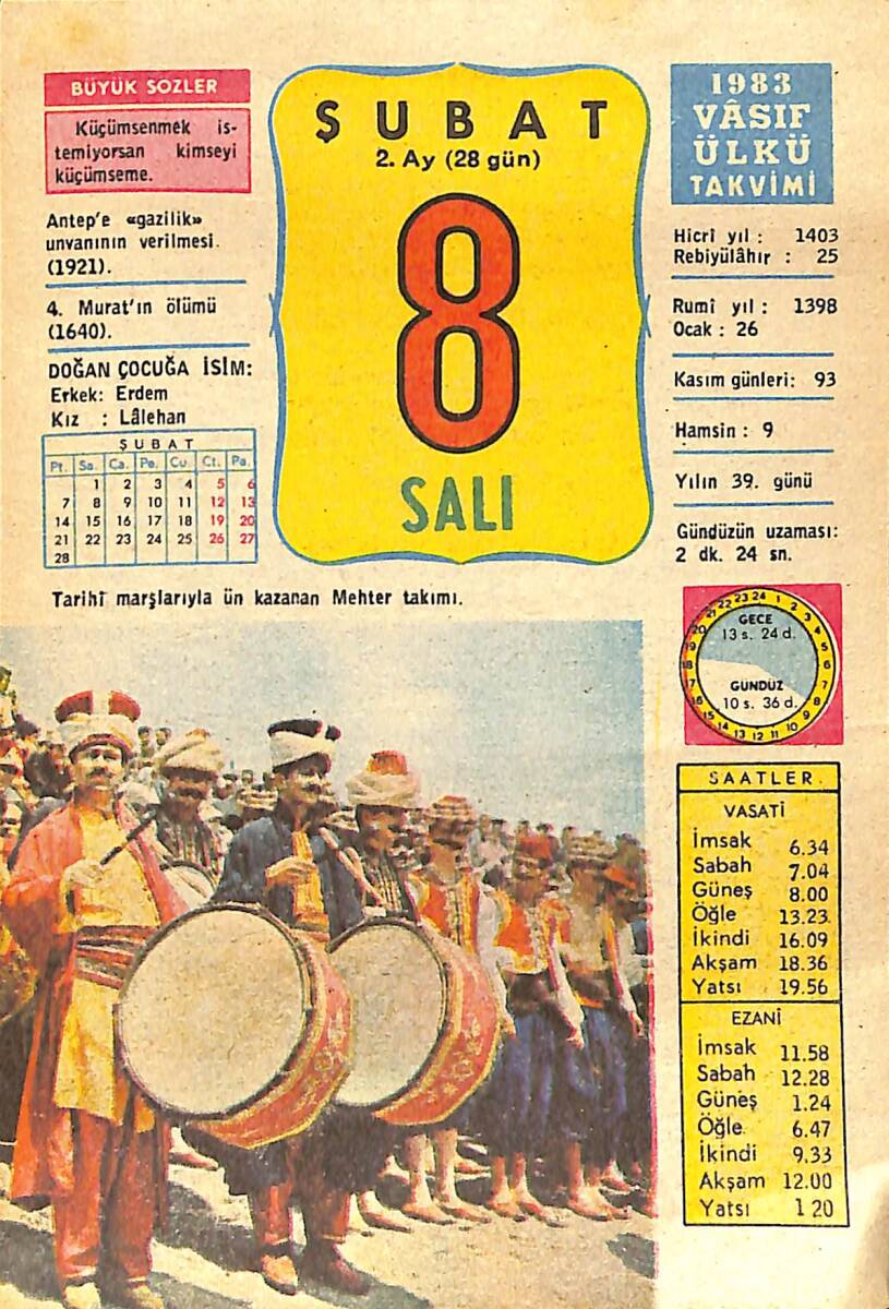 8 Şubat 1983 Takvim Yaprağı - Doğum Günü Hediyesi EFMN15071 - 1