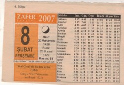 8 Şubat 2007 Takvim Yaprağı EFM(N)5527 - Gökçekoleksiyon