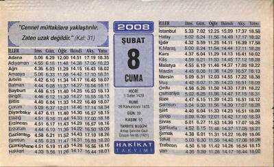 8 Şubat 2008 Takvim Yaprağı - Doğum Günü Hediyesi EFM(N)7502 - 1