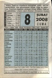 8 Şubat 2008 Takvim Yaprağı - Doğum Günü Hediyesi EFM(N)7532 - Gökçekoleksiyon