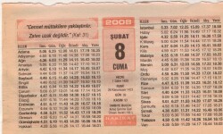 8 Şubat 2008 Takvim Yaprağı EFM(N)5555 - Gökçekoleksiyon