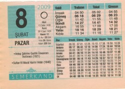 8 Şubat 2009 Takvim Yaprağı EFM(N)5613 - 3