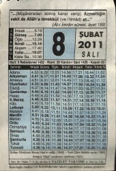 8 Şubat 2011 Takvim Yaprağı - Doğum Günü Hediyesi EFM(N)7561 - Gökçekoleksiyon