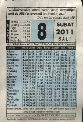 8 Şubat 2011 Takvim Yaprağı - Doğum Günü Hediyesi EFM(N)7561 - 1