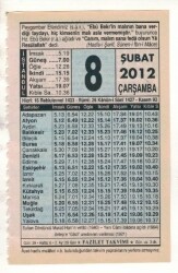 8 Şubat 2012 Takvim Yaprağı EFM(N)1849 - 3