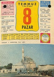 8 Temmuz 1973 Takvim Yaprağı - Doğum Günü Hediyesi EFM(N)11783 - Gökçekoleksiyon