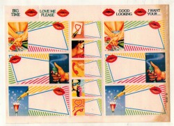 80’ler 90’lar Pop Art Aşk Temalı Okul Etiket Seti – Retro Lipstick & Champagne Tasarımlı Label Sheet AOB6128 - Gökçekoleksiyon