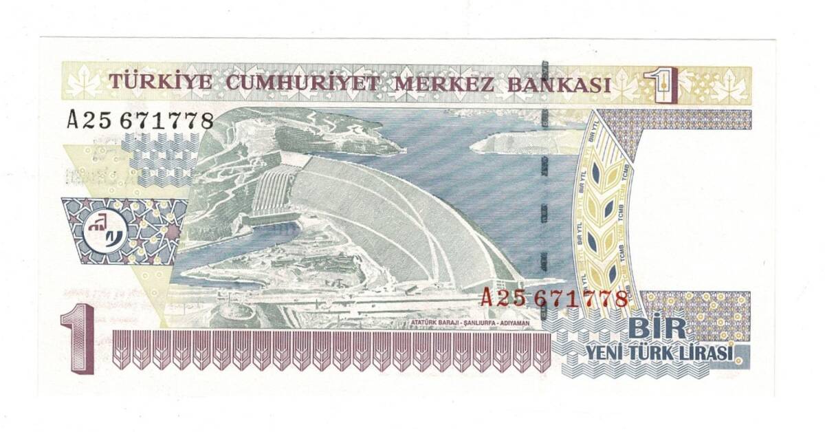 8.Emisyon 1.Tertip 1 Yeni Türk Lirası (1 YTL) Seri A25 - ÇİL TCK10190 - 1