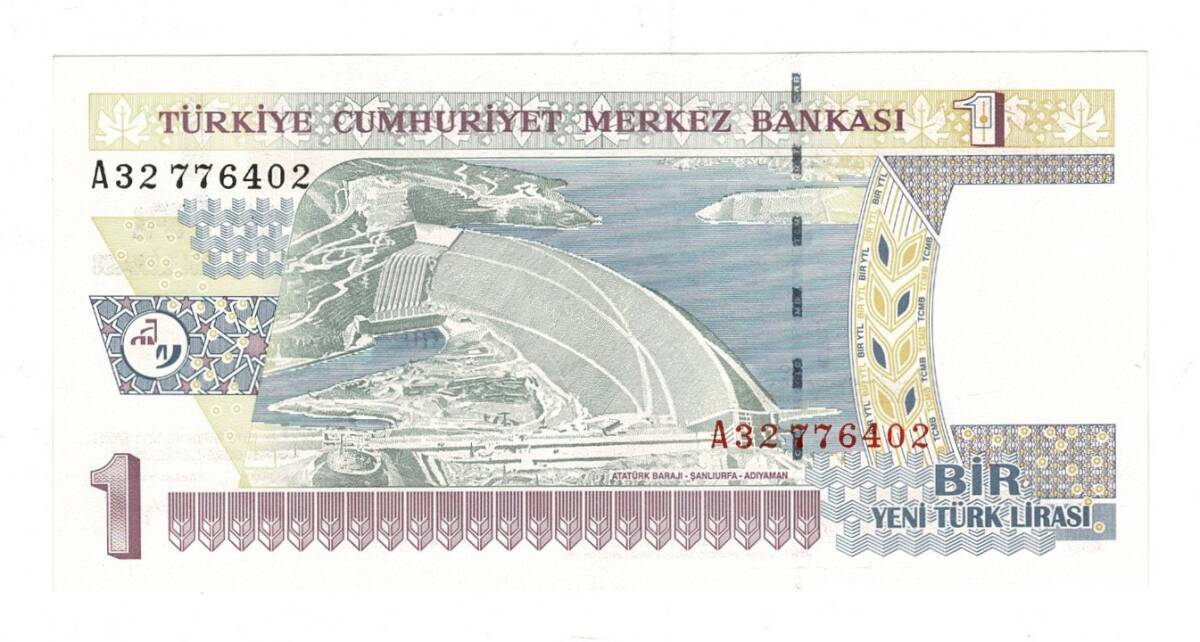 8.Emisyon 1.Tertip 1 Yeni Türk Lirası (1 YTL) Seri A32 - ÇİL TCK10192 - 1