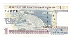 8.Emisyon 1.Tertip 1 Yeni Türk Lirası (1 YTL) Seri A49 - ÇA TCK10196 - 3