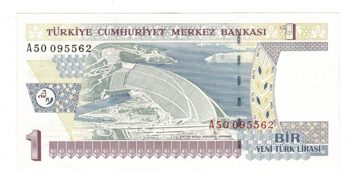 8.Emisyon 1.Tertip 1 Yeni Türk Lirası (1 YTL) Seri A50 - ÇİL TCK10197 - 3