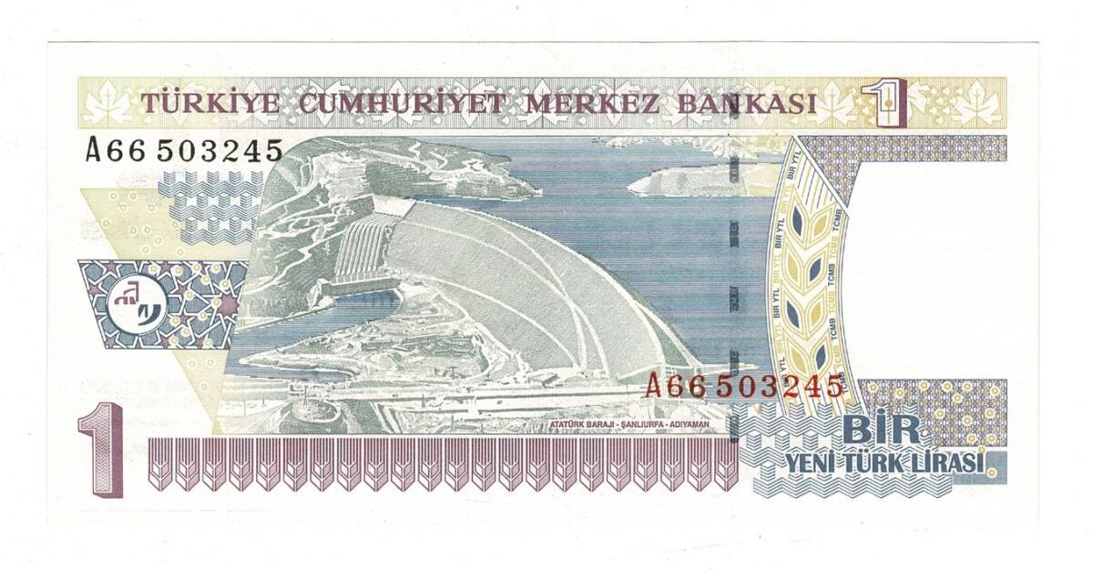 8.Emisyon 1.Tertip 1 Yeni Türk Lirası (1 YTL) Seri A66 - ÇİL TCK10201 - 1