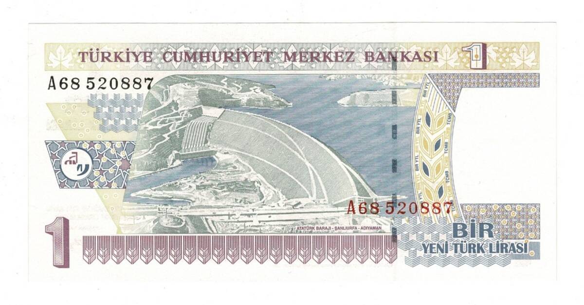 8.Emisyon 1.Tertip 1 Yeni Türk Lirası (1 YTL) Seri A68 - ÇİL TCK10202 - 1