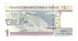 8.Emisyon 1.Tertip 1 Yeni Türk Lirası (1 YTL) Seri A70 - ÇİL TCK10203 - Gökçekoleksiyon