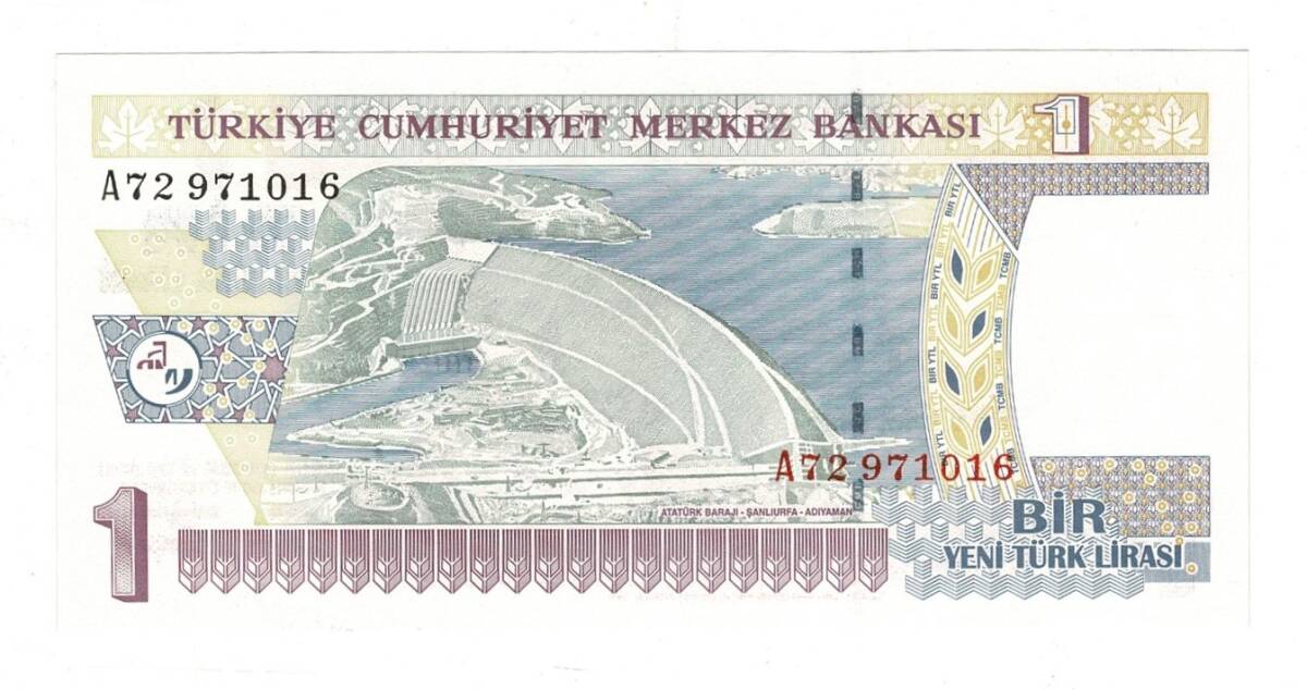 8.Emisyon 1.Tertip 1 Yeni Türk Lirası (1 YTL) Seri A72 - ÇİL TCK10204 - 3