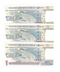 8.Emisyon 1.Tertip 1 Yeni Türk Lirası (1 YTL) Seri Takipli *A31* - ÇİL TCK10245 - Gökçekoleksiyon