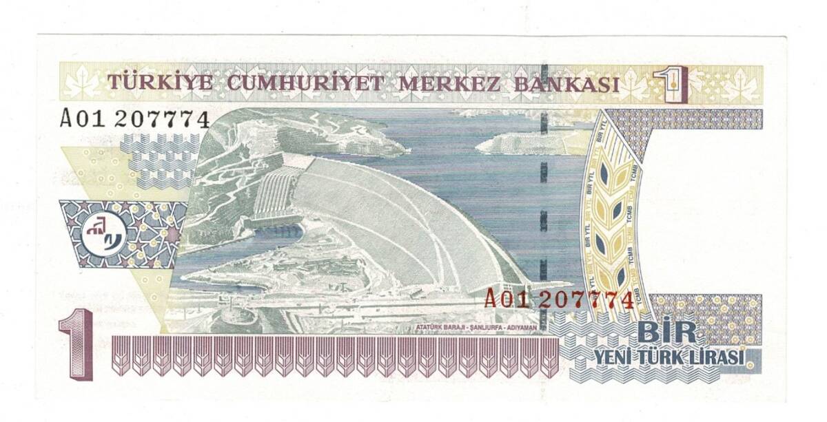 8.Emisyon 1.Tertip 1 Yeni Türk Lirası (1 YTL) Seri A01 - ÇA TCK10187 - 1
