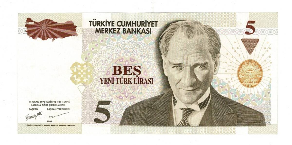 8.Emisyon 1.Tertip 5 Yeni Türk Lirası (5 YTL) Seri B90 - ÇİL TCK10206 - 2