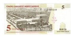 8.Emisyon 1.Tertip 5 Yeni Türk Lirası (5 YTL) Seri C15 - ÇİL TCK10207 - 3