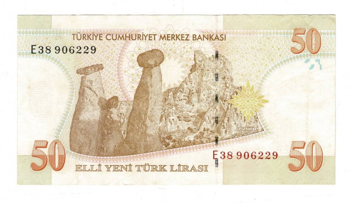 8.Emisyon 1.Tertip 50 Yeni Türk Lirası (50 YTL) Seri E38 - ÇÇT TCK10220 - 1