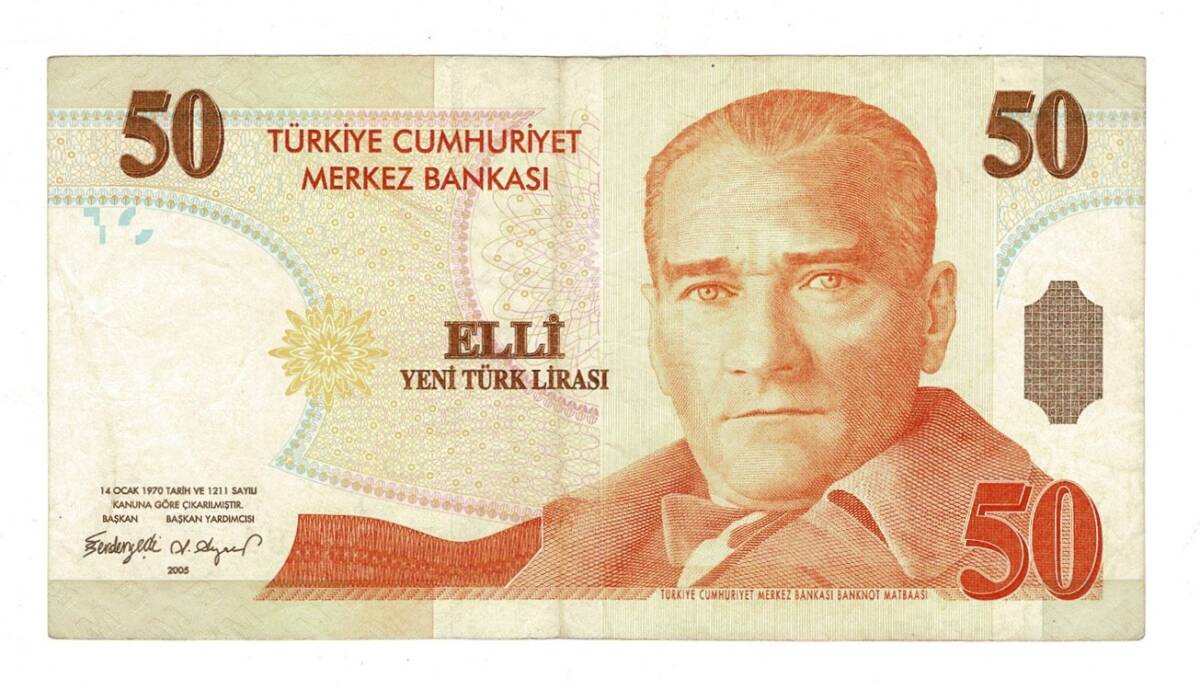 8.Emisyon 1.Tertip 50 Yeni Türk Lirası (50 YTL) Seri F55 - ÇT+ TCK10221 - 2