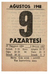 9 Ağustos 1948 Takvim Yaprağı EFM859 - 3
