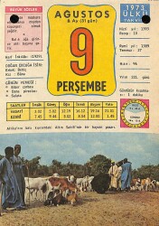 9 Ağustos 1973 Takvim Yaprağı - Doğum Günü Hediyesi EFM(N)9625 - Gökçekoleksiyon