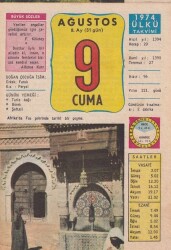 9 Ağustos 1974 Takvim Yaprağı -Doğum Günü Hediyesi EFM(N)6320 - Gökçekoleksiyon