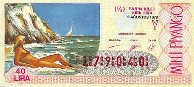 9 Ağustos 1978 Piyango Bileti Yarım Bilet PYB6230 - 1