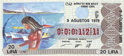 9 Ağustos 1979 Piyango Bileti Çeyrek Bilet PYB6266 - 1