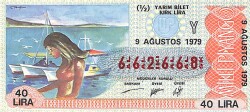 9 Ağustos 1979 Piyango Bileti Yarım Bilet PYB6247 - Gökçekoleksiyon