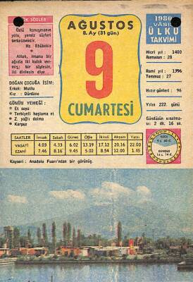 9 Ağustos 1980 Takvim Yaprağı - Doğum Günü Hediyesi EFM(N)9187 - 1
