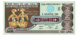 9 Ağustos 1983 Piyango Bileti Çeyrek Bilet PYB4349 - Gökçekoleksiyon
