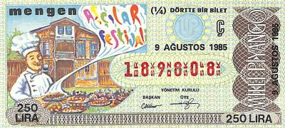 9 Ağustos 1985 Piyango Bileti Çeyrek Bilet PYB6130 - 1