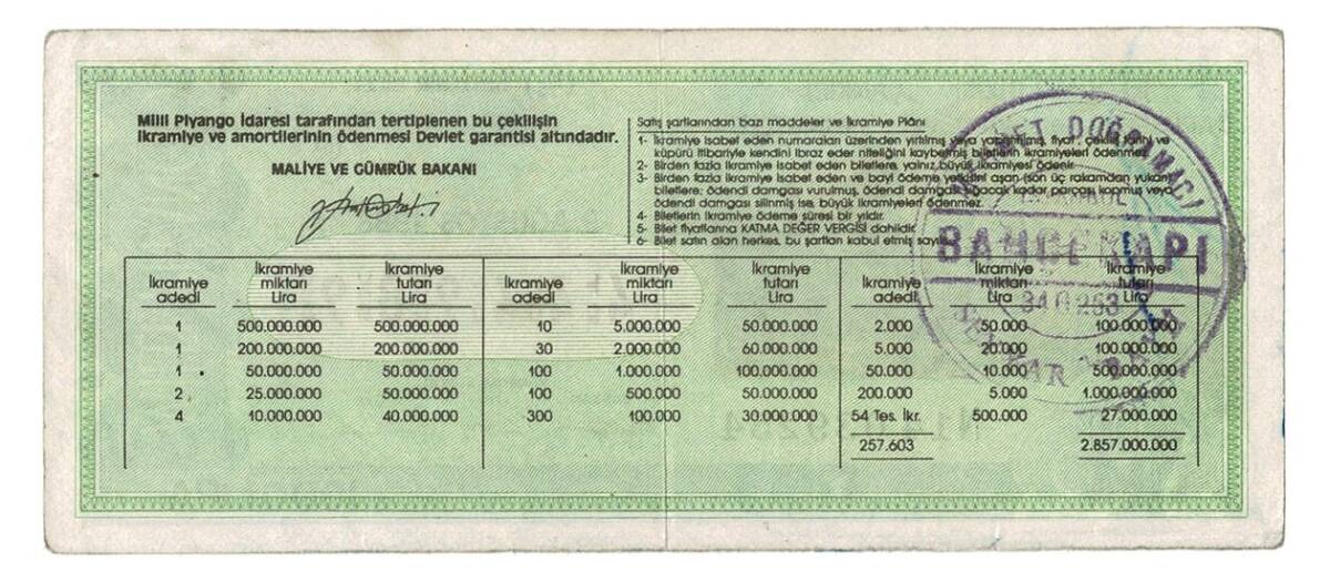 9 Ağustos 1988 Beştebir Bilet PYB4251 - 2
