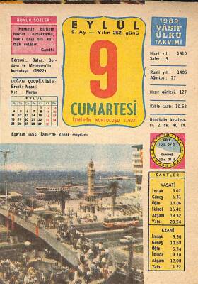 9 Ağustos 1989 Takvim Yaprağı - Doğum Günü Hediyesi EFM(N)10078 - 2